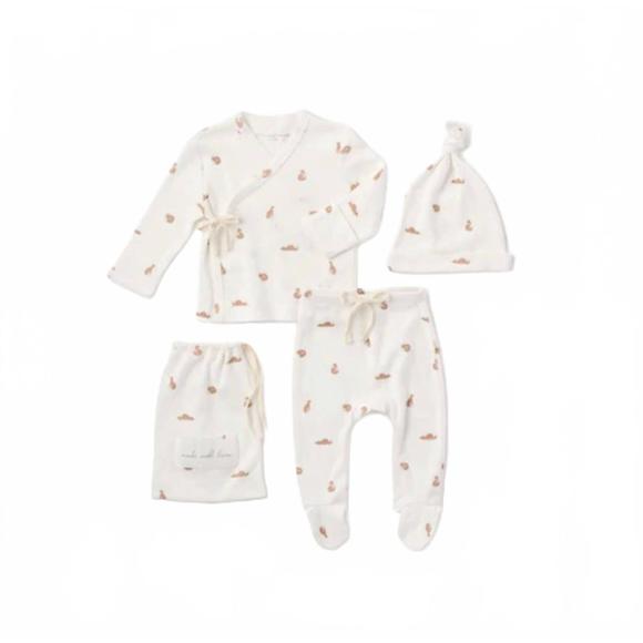 NEW ELEGANT BABY girl's fox organic cotton set in white - Picture 1 of 2